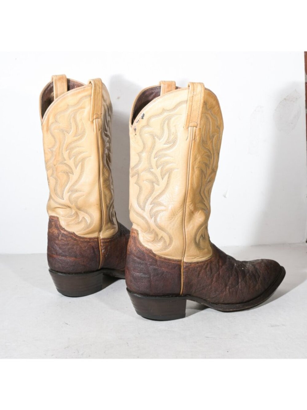 Vintage Tony Lama C7974 Brown Leather Elephant Print Cowboy Boots Made in USA - Picture 3 of 7